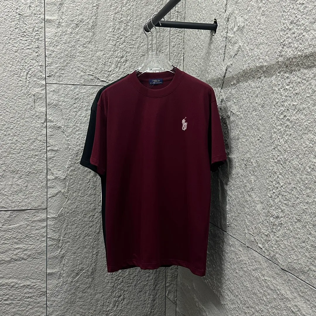 🅿️180 Polo* Ralph Lauren 2025 spring and summer new style Classic pony embroidery Customized double yarn plain cotton fabric Short-sleeved T-shirt Unisex Color: Black White Angora Red Size: S (90-130 pounds) M (120-150 pounds) L (140-165 pounds) XL (160-180 pounds) XXL (180-210 pounds)